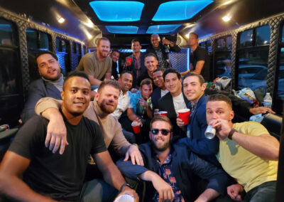Guys on bus for Bachelor Party