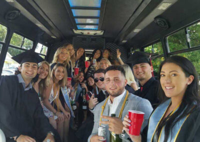 Graduates on party bus