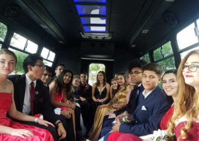 Prom group in party bus