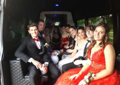 Prom group in party bus